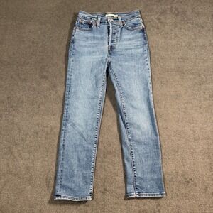 Levi's Wedgie Straight Jeans Women's 26x26 Button Fly Medium Wash Blue Denim